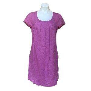 Boden Purple Linen Tent Dress Size 8 Pintuck Pleated